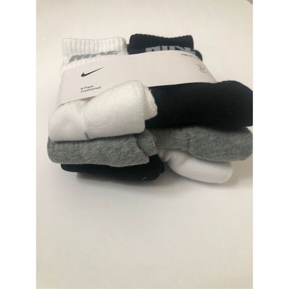 Nike Boys Cushioned Crew Socks 6 Pack (Grey/White/Black) size 7C-10C - Picture 6 of 6